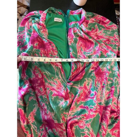 QUQA satin ruffle hem maxi dress/mumu/kaftan/house dress - Picture 6 of 8